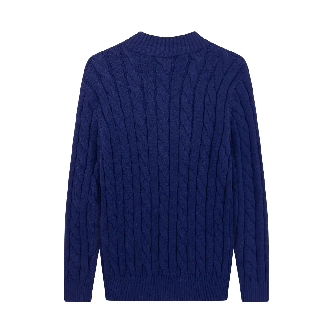 P230 RALPH LAUREN Ralph Lauren seven-color classic small label embroidered stand-collar long-sleeved half-zip knitted sweater tops for men and women seven colors Color: black white gray royal blue pink sky blue khaki code number: S M L XL material: cotton